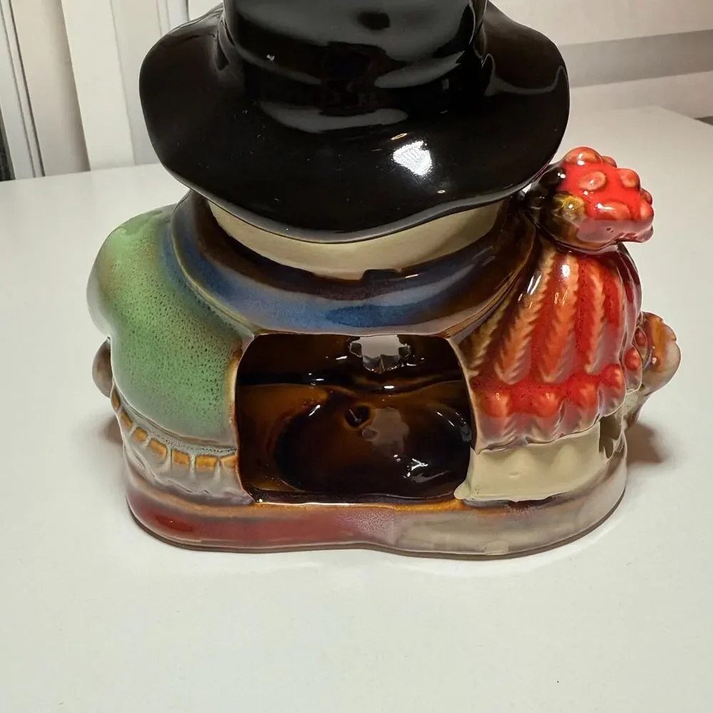 Potters Garden Ceramic‎ Snowman Family Tealight Candle Holder Christmas Holiday